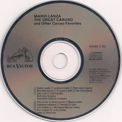 Mario Lanza : The Great Caruso And Other Caruso Favorites (CD, Album, Comp, RM)