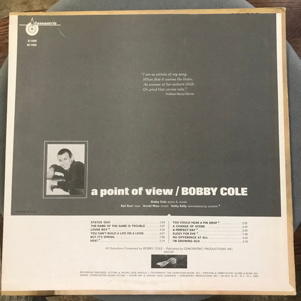 Bobby Cole : A Point Of View (LP, Album, Mono)
