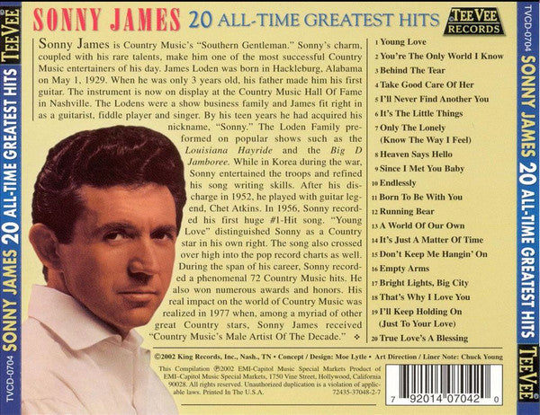 Sonny James : 20 All Time Greatest Hits (CD, Album, Comp)