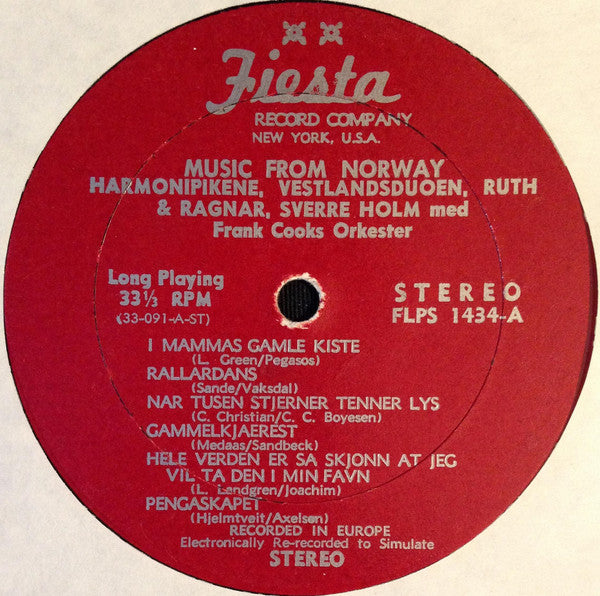 Harmonipikene, Vestlandsduoen, Ruth Stensrud & Ragnar Asbjørnsen, Sverre Holm, Frank Cooks Orkester : Music From Norway (LP, Comp)