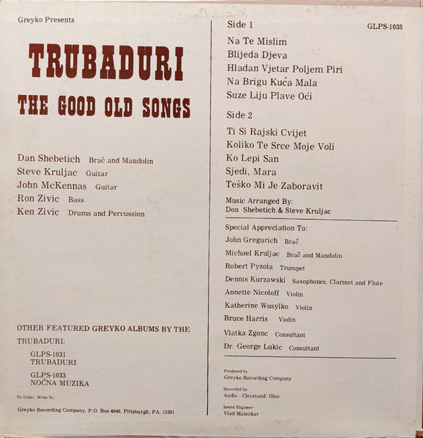 Trubaduri : The Good Old Songs (LP, Album)