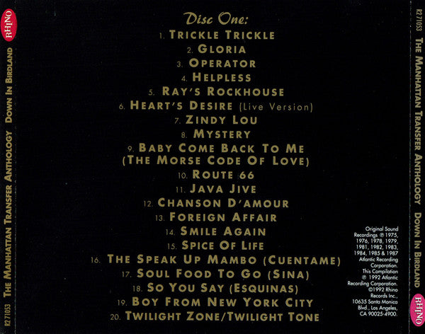 The Manhattan Transfer : The Manhattan Transfer Anthology (Down In Birdland) (2xCD, Comp, Gat)