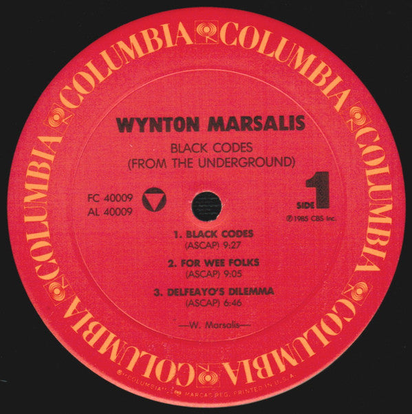 Wynton Marsalis : Black Codes (From The Underground) (LP, Album, Pit)