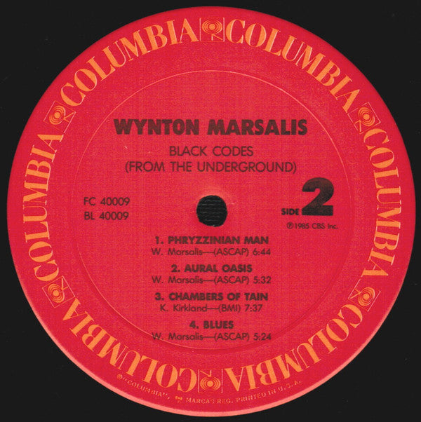 Wynton Marsalis : Black Codes (From The Underground) (LP, Album, Pit)
