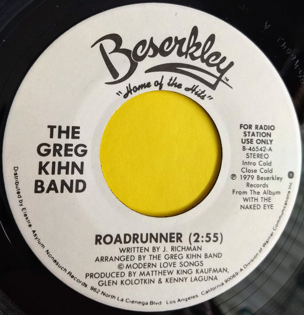 Greg Kihn Band : Roadrunner (7", Mono, Promo, Spe)