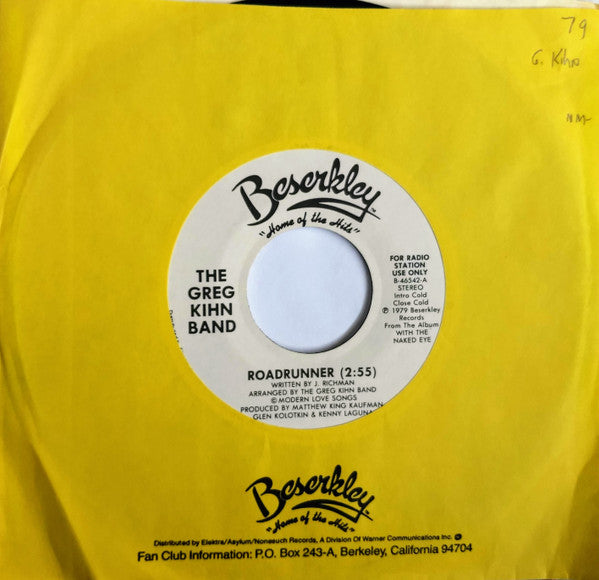 Greg Kihn Band : Roadrunner (7", Mono, Promo, Spe)