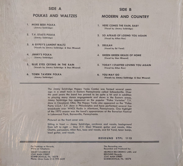 Jimmy Soldridge And The Fabulous Happy Yanks : Play Music For You (LP, Album)