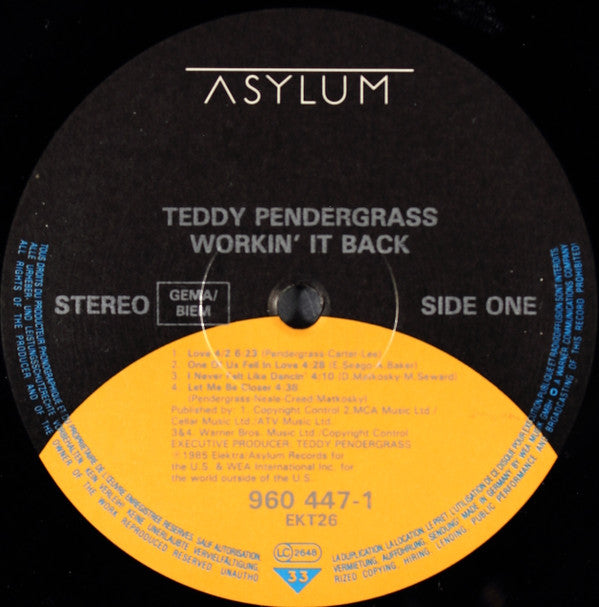 Teddy Pendergrass : Workin' It Back (LP, Album)