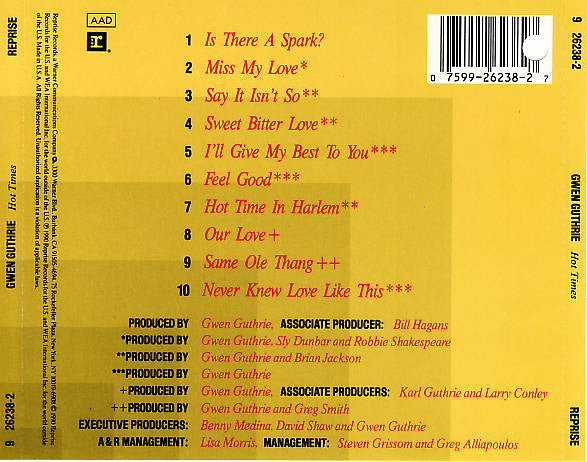 Gwen Guthrie : Hot Times (CD, Album)