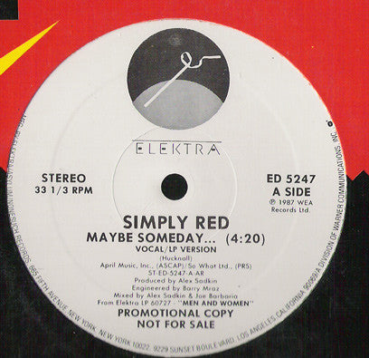 Simply Red : Maybe Someday ... (12", Single, Promo)
