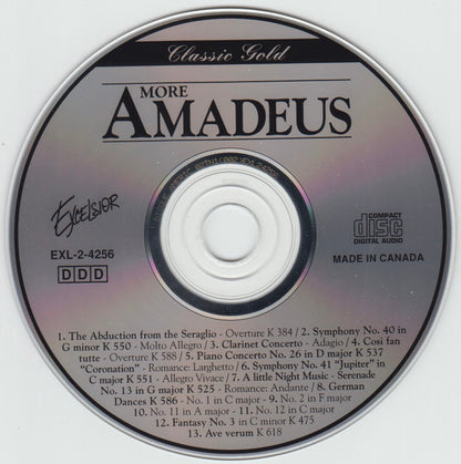 Wolfgang Amadeus Mozart : More Amadeus - Music From The Movie "Amadeus" (CD, Comp)