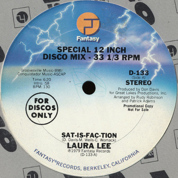 Laura Lee : Sat-is-fac-tion (12", Promo)