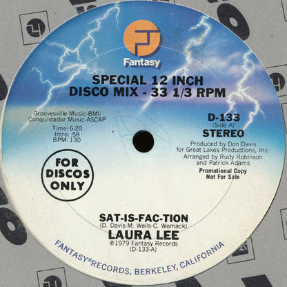 Laura Lee : Sat-is-fac-tion (12", Promo)