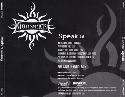 Godsmack : Speak (CD, Single, Promo)