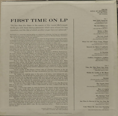 John McCormack (2) : Songs Of Sentiment (LP, Comp, Mono)