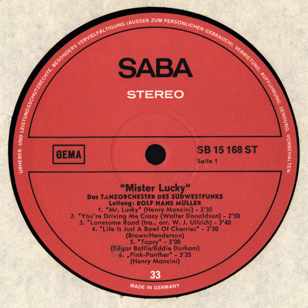 Südwestfunk Tanzorchester Leitung: Rolf-Hans Müller : Mister Lucky (LP, Album)