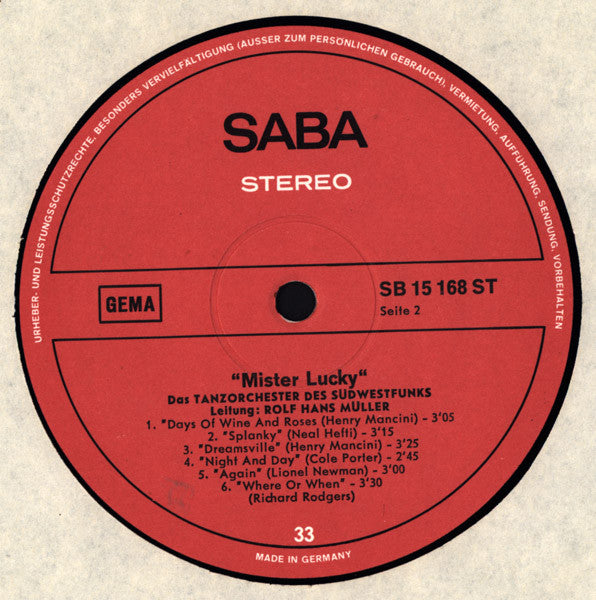 Südwestfunk Tanzorchester Leitung: Rolf-Hans Müller : Mister Lucky (LP, Album)