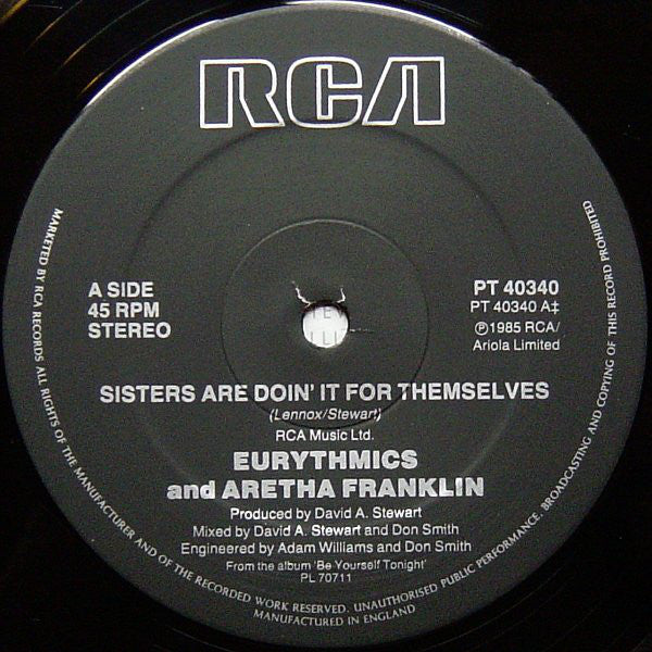 Eurythmics And Aretha Franklin : Sisters Are Doin' It For Themselves (12", Single)