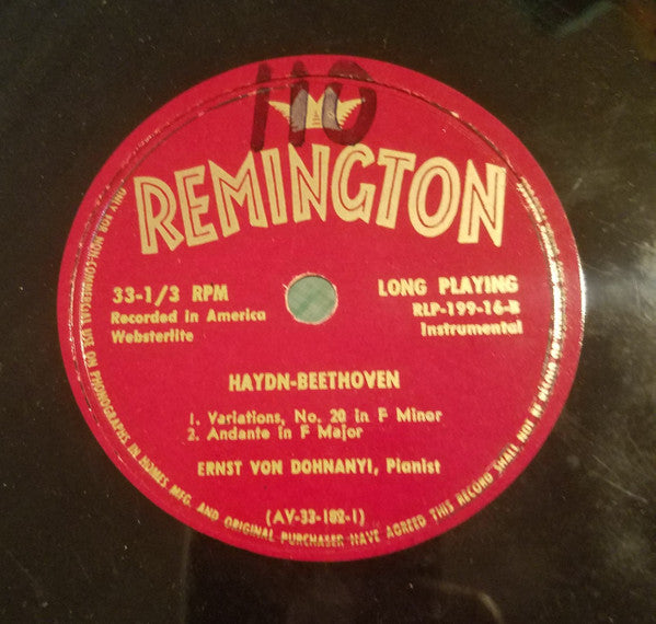 Ernst von Dohnányi plays Ludwig van Beethoven And Joseph Haydn : Sonata No. 17 Op. 31, No. 2 In D Minor / Andante In F Major / Variations In F Minor (LP, Mono)