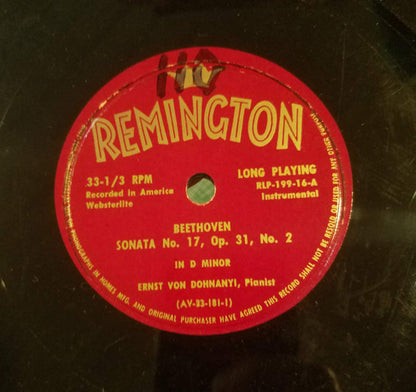 Ernst von Dohnányi plays Ludwig van Beethoven And Joseph Haydn : Sonata No. 17 Op. 31, No. 2 In D Minor / Andante In F Major / Variations In F Minor (LP, Mono)