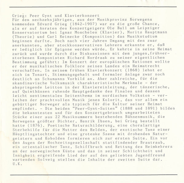 Edvard Grieg - The Budapest Philharmonic Orchestra, Wiener Symphoniker, Janos Sandor, Yuri Ahronovitch : Piano Concerto / Peer Gynt Suites 1 & 2 (CD)