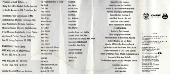 Hank Williams Jr. : Hank "Live" (Cass, Album, SR,)