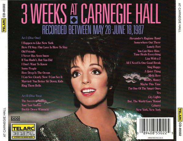 Liza Minnelli : Liza Minnelli At Carnegie Hall (2xCD, Album)