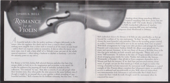 Joshua Bell : Romance Of The Violin (CD, Album)