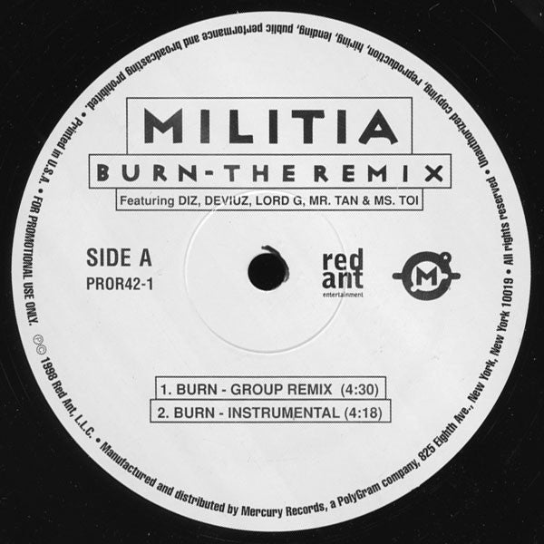 Militia (5) : Burn (The Remix) (12", Promo)