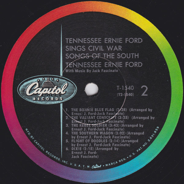 Tennessee Ernie Ford : Tennessee Ernie Ford Sings Civil War Songs Of The South (LP, Album, Mono)