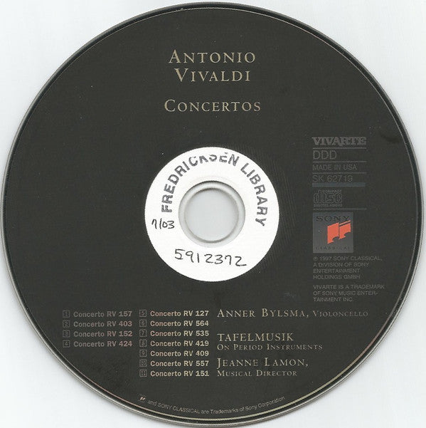 Antonio Vivaldi, Anner Bylsma, Tafelmusik Baroque Orchestra, Jeanne Lamon : Eleven Concertos (CD, Album)
