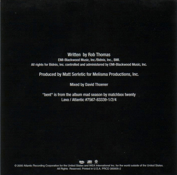 Matchbox Twenty : Bent (CD, Single, Promo)