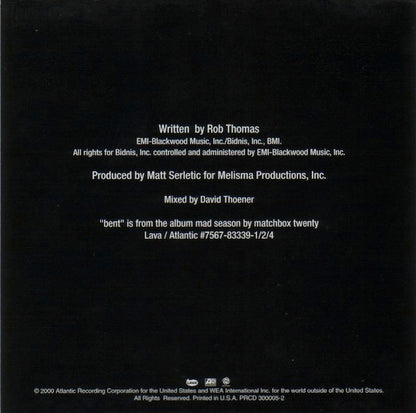Matchbox Twenty : Bent (CD, Single, Promo)