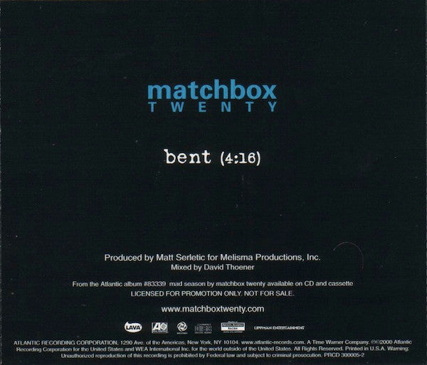 Matchbox Twenty : Bent (CD, Single, Promo)