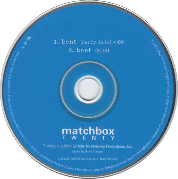 Matchbox Twenty : Bent (CD, Single, Promo)