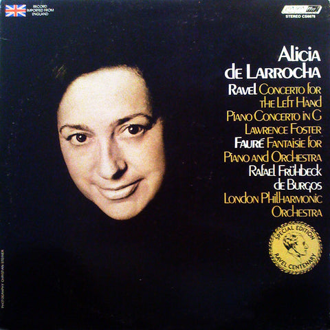 Maurice Ravel, Gabriel Fauré / Alicia De Larrocha, London Philharmonic Orchestra : Piano Concertos / Fantaisie (LP)