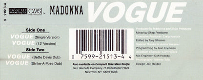 Madonna : Vogue (Cass, Maxi, SR,)