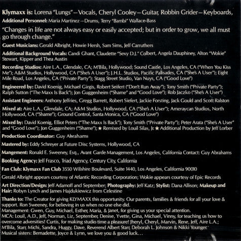 Klymaxx : The Maxx Is Back (CD, Album)