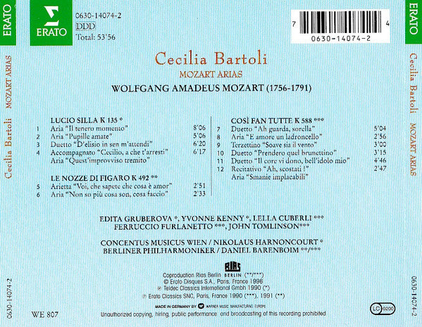 Cecilia Bartoli : Mozart Arias (CD, Album, Comp)