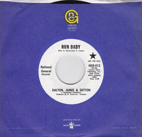 Dalton, James & Sutton : Run Baby / One Time Around (7", Single, Promo, Sty)