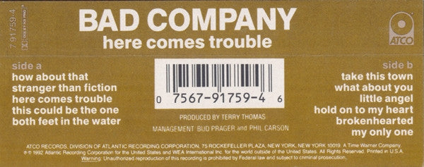 Bad Company (3) : Here Comes Trouble (Cass, Album, SR)