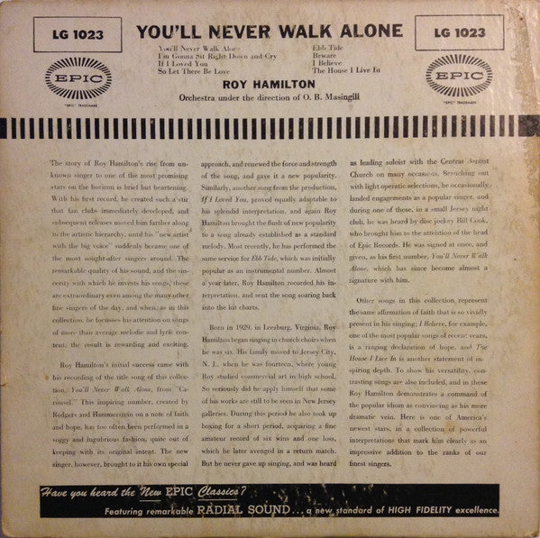 Roy Hamilton (5) : You'll Never Walk Alone (10", Album)