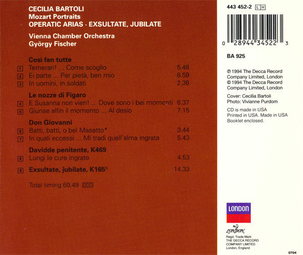 Cecilia Bartoli, Wiener Kammerorchester, György Fischer : Mozart Portraits (CD)