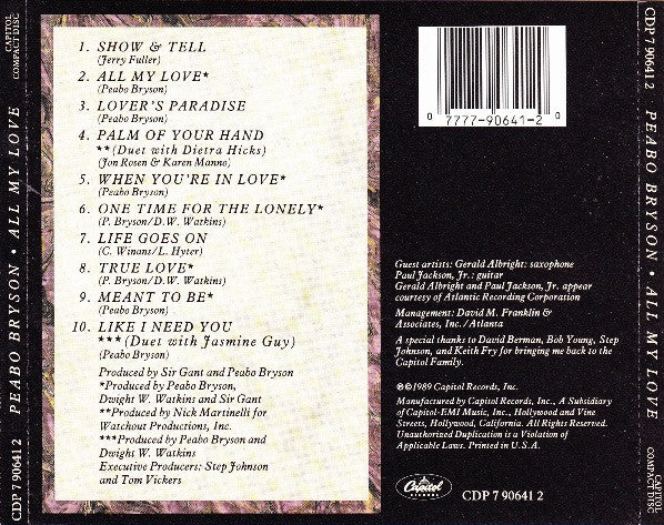 Peabo Bryson : All My Love (CD, Album)