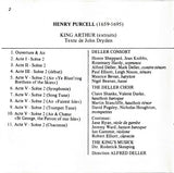 Henry Purcell - Deller Consort, The King's Musick, Alfred Deller : King Arthur (Extraits) (CD, Album, RE)