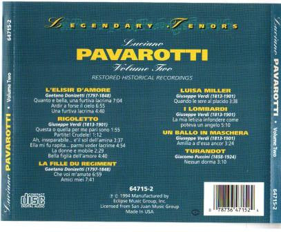 Luciano Pavarotti : Legendary Tenors: Luciano Pavarotti Vol. 2 (CD, Comp)