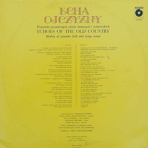 Chór Polskiego Radia I Orkiestra Polskiego Radia : Echa Ojczyzny (LP, Album, RE)