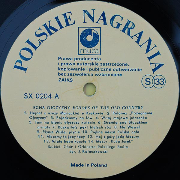 Chór Polskiego Radia I Orkiestra Polskiego Radia : Echa Ojczyzny (LP, Album, RE)