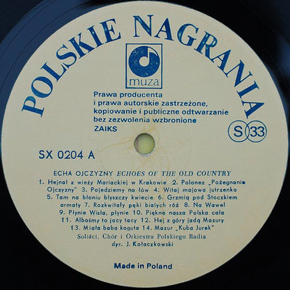 Chór Polskiego Radia I Orkiestra Polskiego Radia : Echa Ojczyzny (LP, Album, RE)