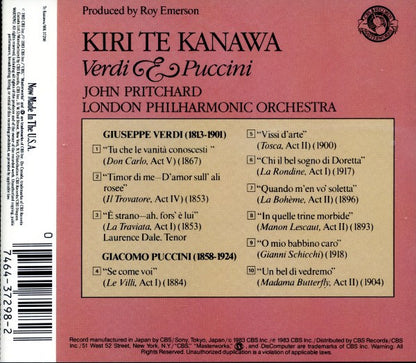 Kiri Te Kanawa / John Pritchard / London Philharmonic Orchestra - Giuseppe Verdi & Giacomo Puccini : Verdi & Puccini (CD, Album, RE)